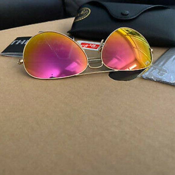 Ray Ban RB3026 Aviator Unisex Sunglasses 62MM Gold main image 5